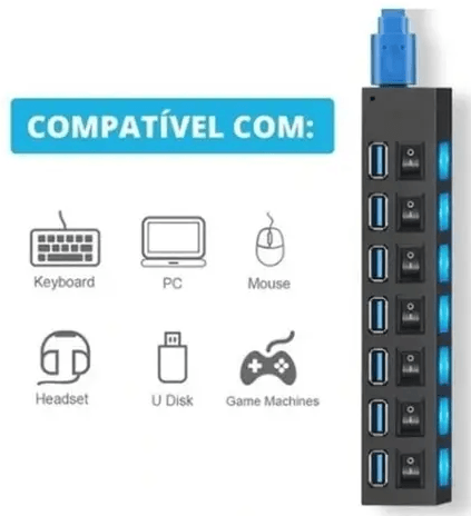 Hub Extensão 7 Portas Usb 2.0 - EncantoShoppe