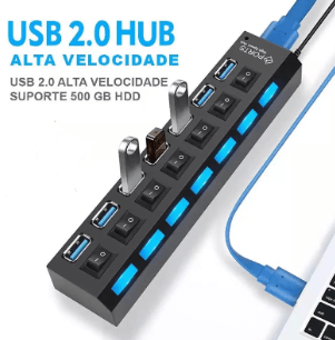 Hub Extensão 7 Portas Usb 2.0 - EncantoShoppe